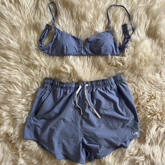 RVCA grey purple bralette bikini top and board shorts - Picture 7 of 11